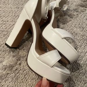 Nasty Gal White One Strap Platform Heels